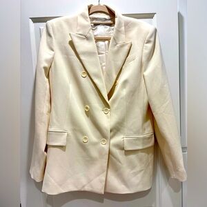 Zara Cream Double-Breasted Blazer - Size XL
